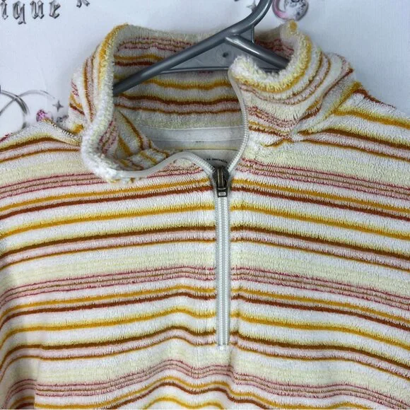 Billabong sweater zip up towel terry cloth beach Multicolor Striped Sweater - Picture 5 of 8